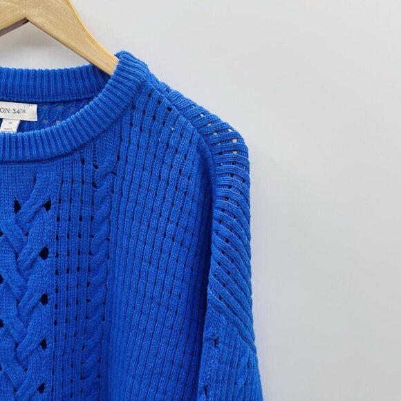 On 34th Womens Plus Size 1X Crewneck Cotton-Blend Cable-Knit Sweater $59 193 - Picture 3 of 7